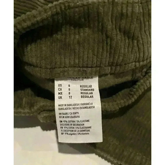 American Eagle Olive Green Corduroy Mini Skirt Size  8 - Picture 3 of 6